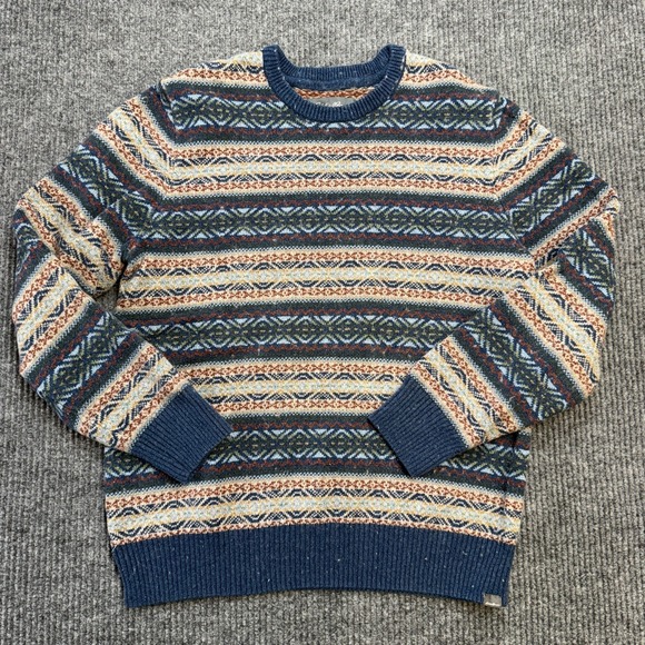 Eddie Bauer Sweater Mens Large Fair Isle Nordic Geometric Knit Crewneck Merino - Picture 2 of 11